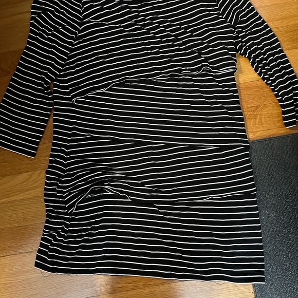 White House Black Market Tops - White House Black Market Monochrome Striped Tunic